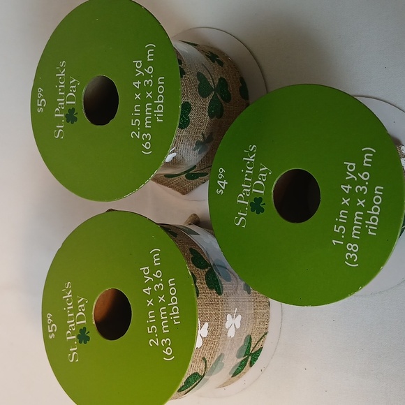 Shamrock Print Wire Edge Ribbon - Picture 3 of 6